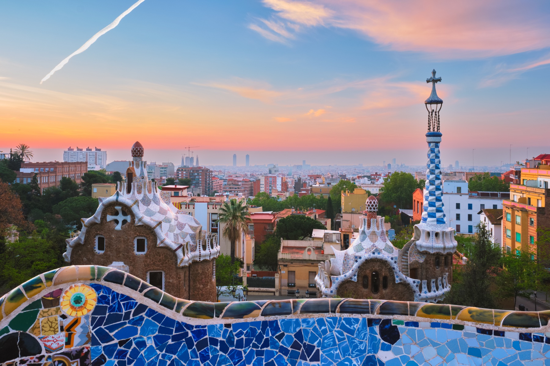 Barcelona rooftops and Mediterranean views from Park Güell